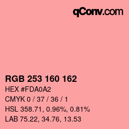 カラーコード: RGB 253 160 162 | qconv.com