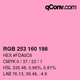 Color code: RGB 253 160 198 | qconv.com