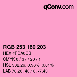 Color code: RGB 253 160 203 | qconv.com