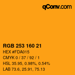 Color code: RGB 253 160 21 | qconv.com
