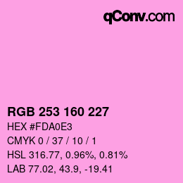 Color code: RGB 253 160 227 | qconv.com