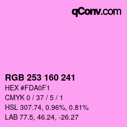Color code: RGB 253 160 241 | qconv.com
