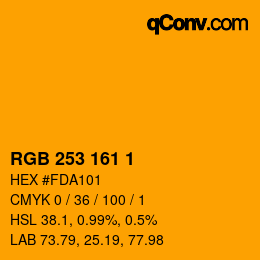 Color code: RGB 253 161 1 | qconv.com