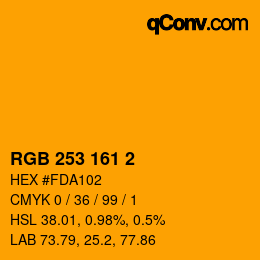 颜色代码: RGB 253 161 2 | qconv.com