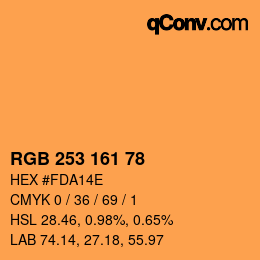 カラーコード: RGB 253 161 78 | qconv.com