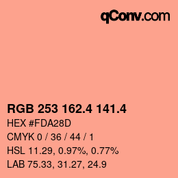 カラーコード: RGB 253 162.4 141.4 | qconv.com