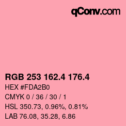 カラーコード: RGB 253 162.4 176.4 | qconv.com