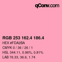 カラーコード: RGB 253 162.4 186.4 | qconv.com