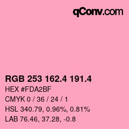 カラーコード: RGB 253 162.4 191.4 | qconv.com