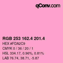 カラーコード: RGB 253 162.4 201.4 | qconv.com