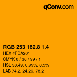 カラーコード: RGB 253 162.8 1.4 | qconv.com