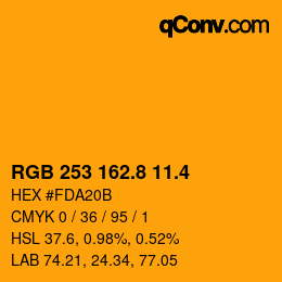カラーコード: RGB 253 162.8 11.4 | qconv.com