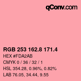 カラーコード: RGB 253 162.8 171.4 | qconv.com