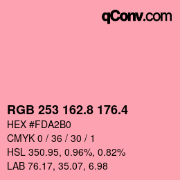 カラーコード: RGB 253 162.8 176.4 | qconv.com