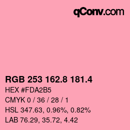 カラーコード: RGB 253 162.8 181.4 | qconv.com