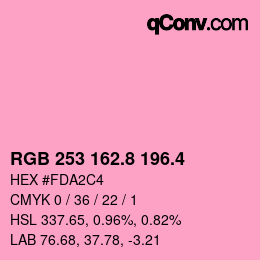 カラーコード: RGB 253 162.8 196.4 | qconv.com