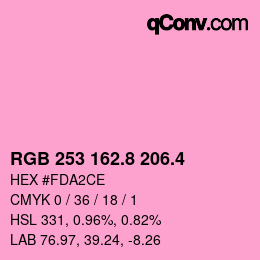 カラーコード: RGB 253 162.8 206.4 | qconv.com