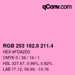 カラーコード: RGB 253 162.8 211.4 | qconv.com