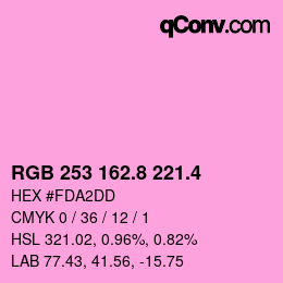 カラーコード: RGB 253 162.8 221.4 | qconv.com