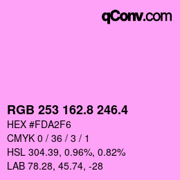 カラーコード: RGB 253 162.8 246.4 | qconv.com