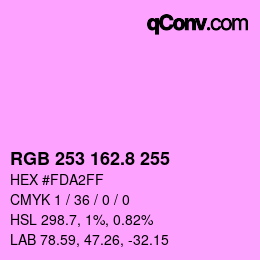 カラーコード: RGB 253 162.8 255 | qconv.com