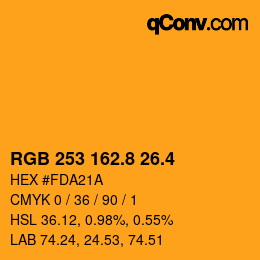 カラーコード: RGB 253 162.8 26.4 | qconv.com