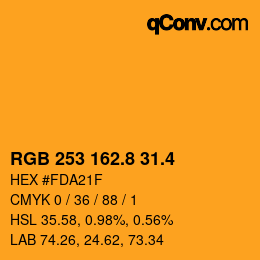 カラーコード: RGB 253 162.8 31.4 | qconv.com