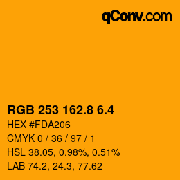 カラーコード: RGB 253 162.8 6.4 | qconv.com