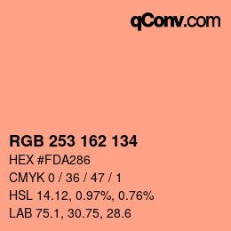 カラーコード: RGB 253 162 134 | qconv.com