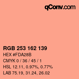 Color code: RGB 253 162 139 | qconv.com