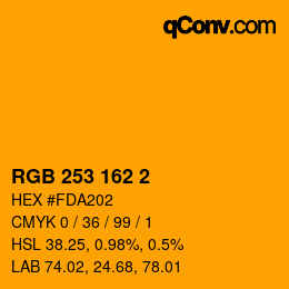 カラーコード: RGB 253 162 2 | qconv.com