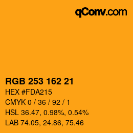 Color code: RGB 253 162 21 | qconv.com