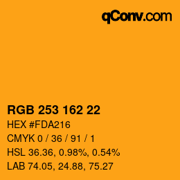 Color code: RGB 253 162 22 | qconv.com