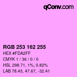 カラーコード: RGB 253 162 255 | qconv.com