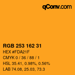Color code: RGB 253 162 31 | qconv.com