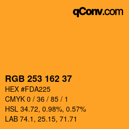 カラーコード: RGB 253 162 37 | qconv.com