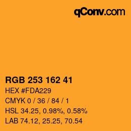 カラーコード: RGB 253 162 41 | qconv.com
