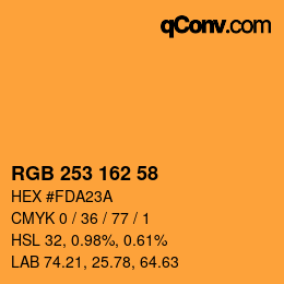 カラーコード: RGB 253 162 58 | qconv.com