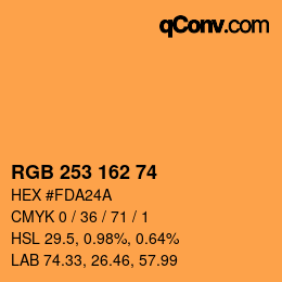 カラーコード: RGB 253 162 74 | qconv.com