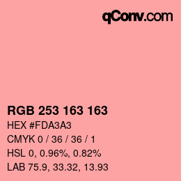 Color code: RGB 253 163 163 | qconv.com