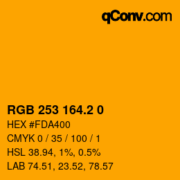 カラーコード: RGB 253 164.2 0 | qconv.com