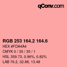 カラーコード: RGB 253 164.2 164.6 | qconv.com