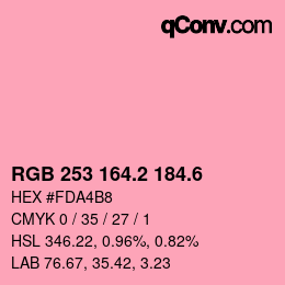 カラーコード: RGB 253 164.2 184.6 | qconv.com