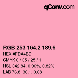 カラーコード: RGB 253 164.2 189.6 | qconv.com