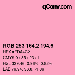 カラーコード: RGB 253 164.2 194.6 | qconv.com