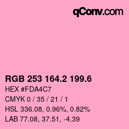 カラーコード: RGB 253 164.2 199.6 | qconv.com