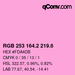 カラーコード: RGB 253 164.2 219.6 | qconv.com