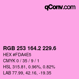 カラーコード: RGB 253 164.2 229.6 | qconv.com