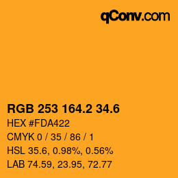 カラーコード: RGB 253 164.2 34.6 | qconv.com