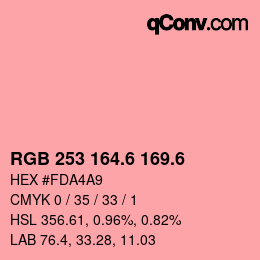 カラーコード: RGB 253 164.6 169.6 | qconv.com